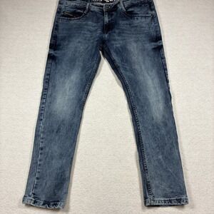 Diesel Industry Vyker Jeans Mens 38x28 Blue Slim Skinny Stretch Distressed Faded